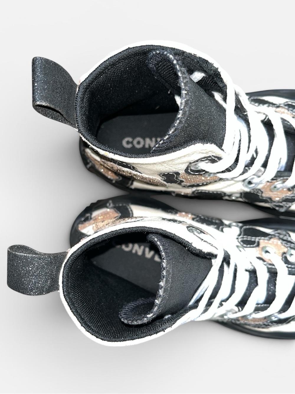 Converse Platform High-Top Sneakers in Cream, Black and Tan Camo - Picture 7 of 11